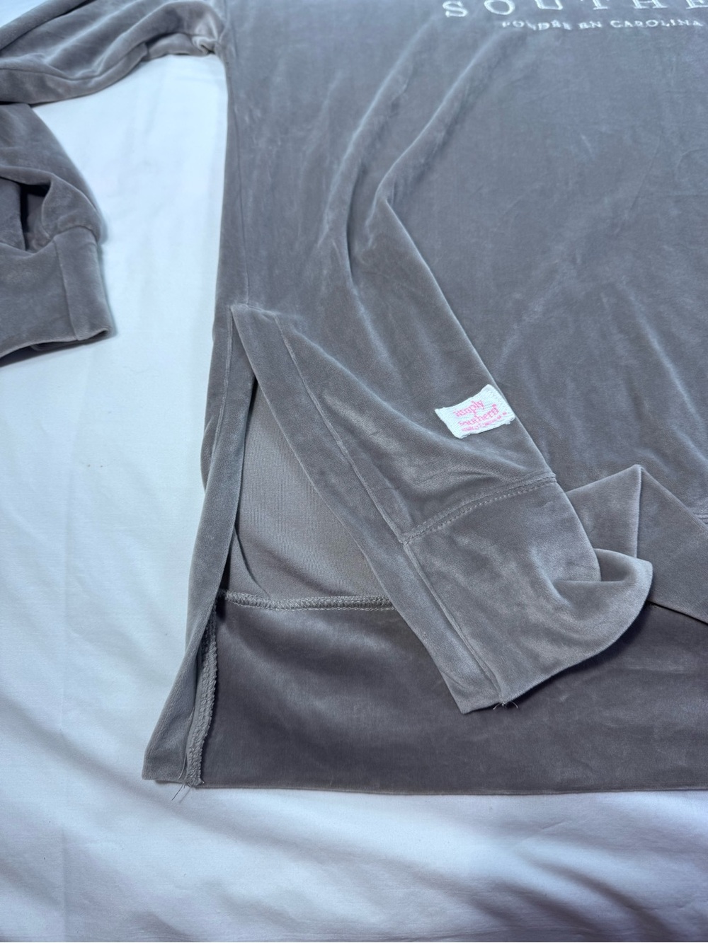 Simply Southern XXL Gray Velour Oversized Embroidered Sweatshirt - Picture 7 of 10